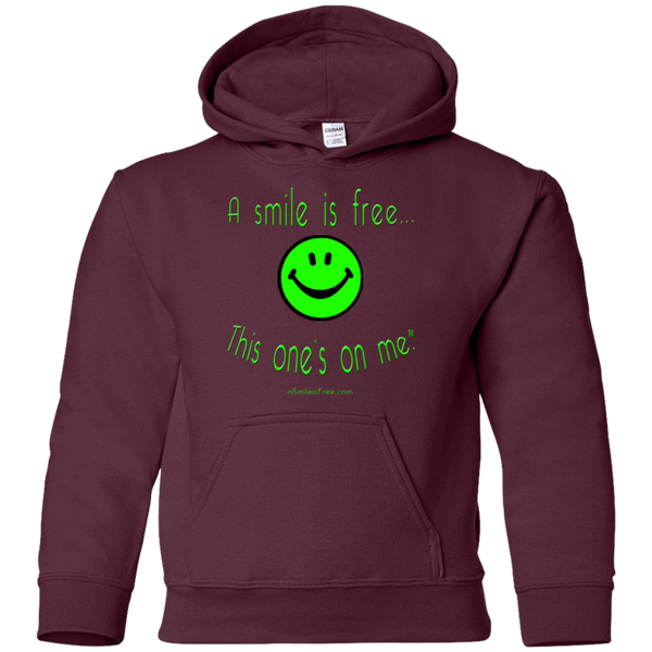 G185B Youth Pullover Hoodie Neon Green Smile
