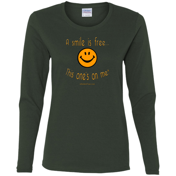 G540L Ladies' Cotton LS T-Pumpkin Smile