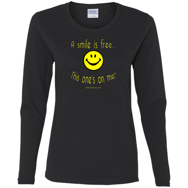 G540L Ladies' Cotton LS T-Yellow Smile