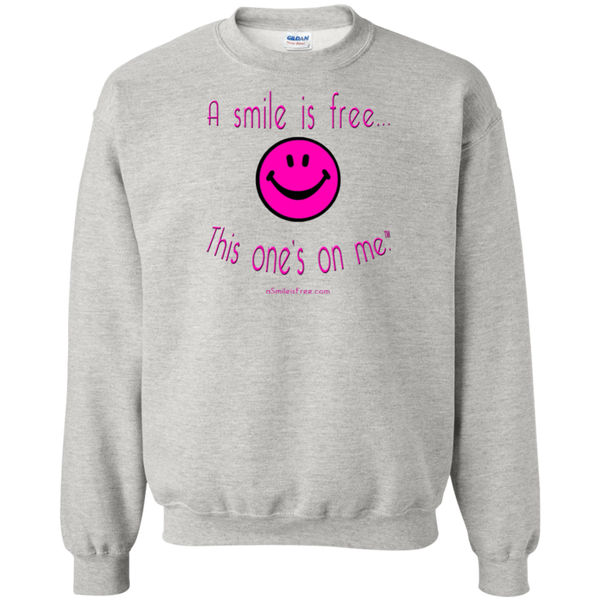 G180 Crewneck Pullover Sweatshirt  8 oz. Neon Pink Smile