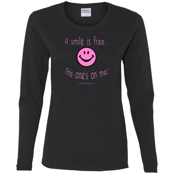 G540L Ladies' Cotton LS T-Pink Smile