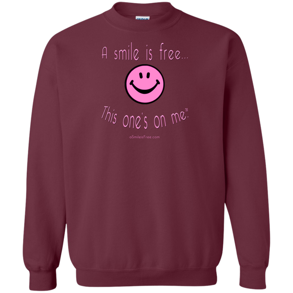 G180 Crewneck Pullover Sweatshirt  8 oz. Pink Smile