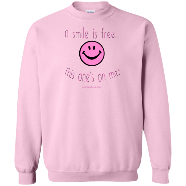 G180 Crewneck Pullover Sweatshirt  8 oz. Pink Smile