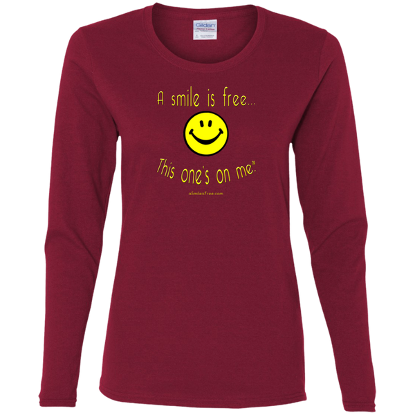 G540L Ladies' Cotton LS T-Yellow Smile