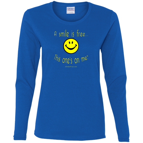 G540L Ladies' Cotton LS T-Yellow Smile