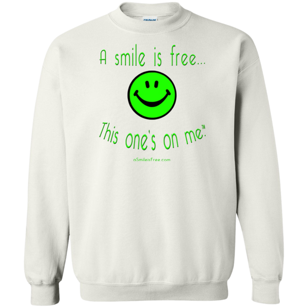 G180 Crewneck Pullover Sweatshirt  8 oz. Neon Green Smile