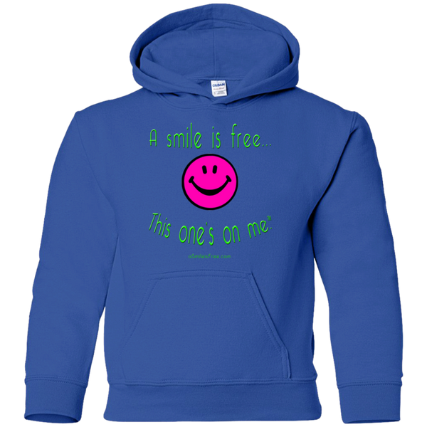 G185B Youth Pullover Hoodie Neon Pink Smile/NG