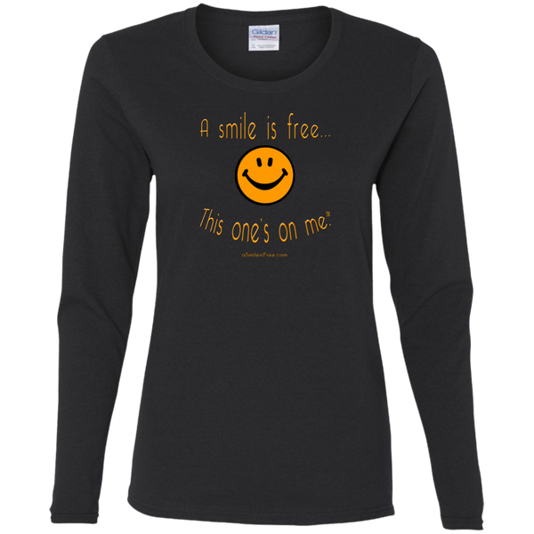 G540L Ladies' Cotton LS T-Pumpkin Smile