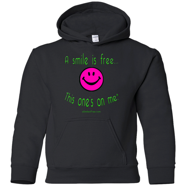 G185B Youth Pullover Hoodie Neon Pink Smile/NG