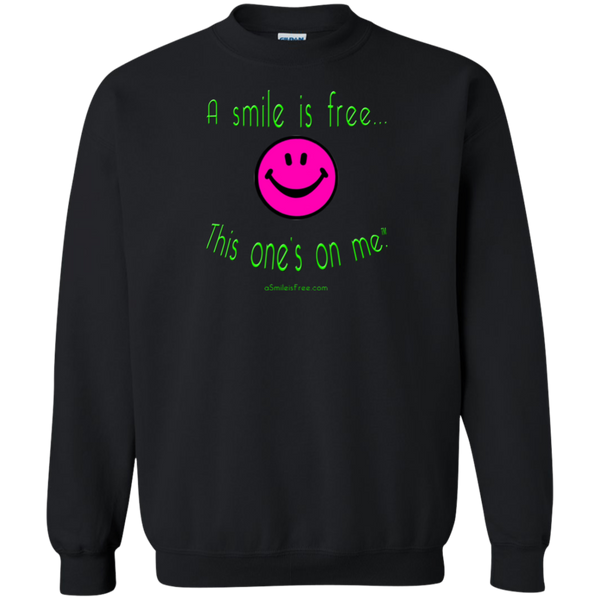 G180 Crewneck Pullover Sweatshirt  8 oz. Neon Pink Smile/NG