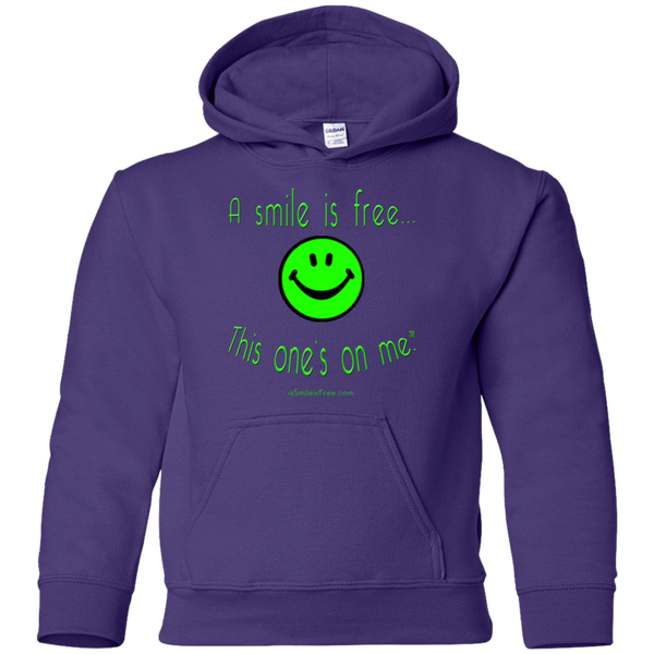 G185B Youth Pullover Hoodie Neon Green Smile
