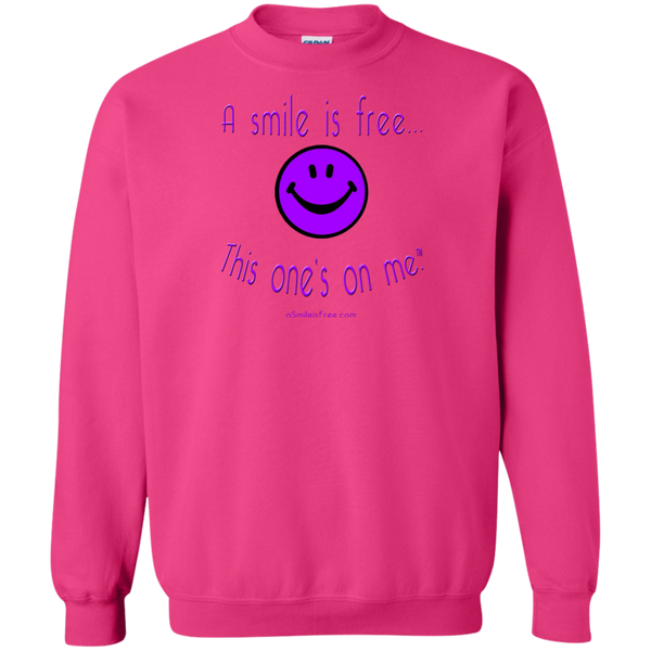 G180 Crewneck Pullover Sweatshirt  8 oz. Purple Smile
