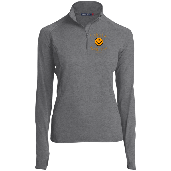 LST850 Women's 1/2 Zip Performance Pullover Pumpkin Smile