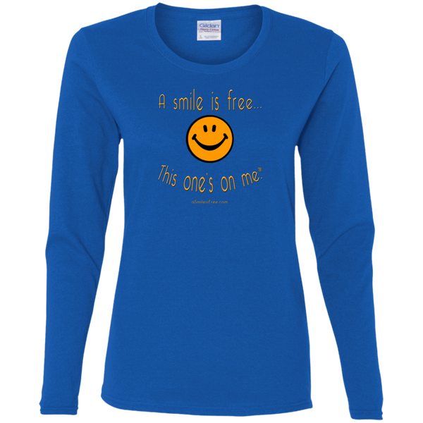 G540L Ladies' Cotton LS T-Pumpkin Smile