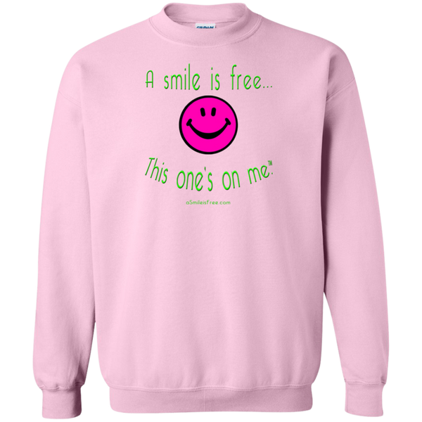 G180 Crewneck Pullover Sweatshirt  8 oz. Neon Pink Smile/NG